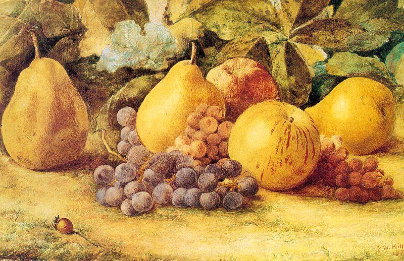 Hill, John William Apples, Pears, and Grapes on the Ground oil painting image